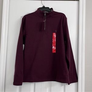 NWT Izod mens 1/4 zip long sleeve pullover burgundy red medium